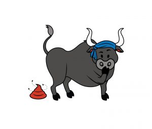 Graphic of a Bull Taking a Number Two